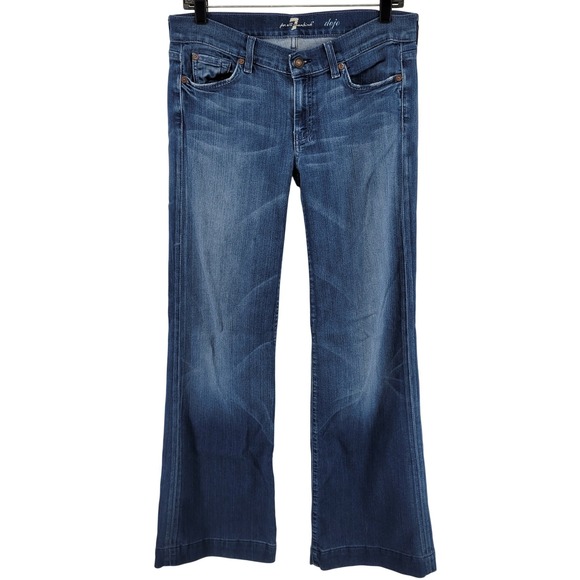 7 For All Mankind Denim - 7‎ For All Mankind Dojo Jeans 28 Womens Blue Flare Leg Low Rise Denim Stretch